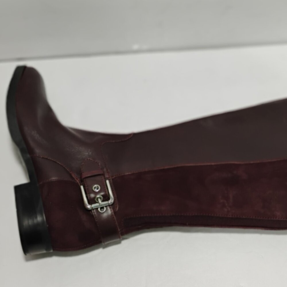 NWT Marc Fisher Womens 5M Suede Riding Boots Size 5M WIDE CALF Burgundy Zip - Picture 8 of 15
